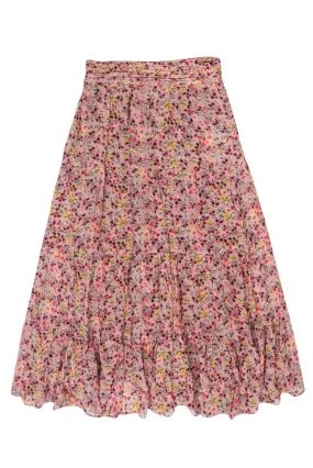 Ba&sh - Blush Pink w/Multi Color Flkoral Print Maxi Skirt Sz 4