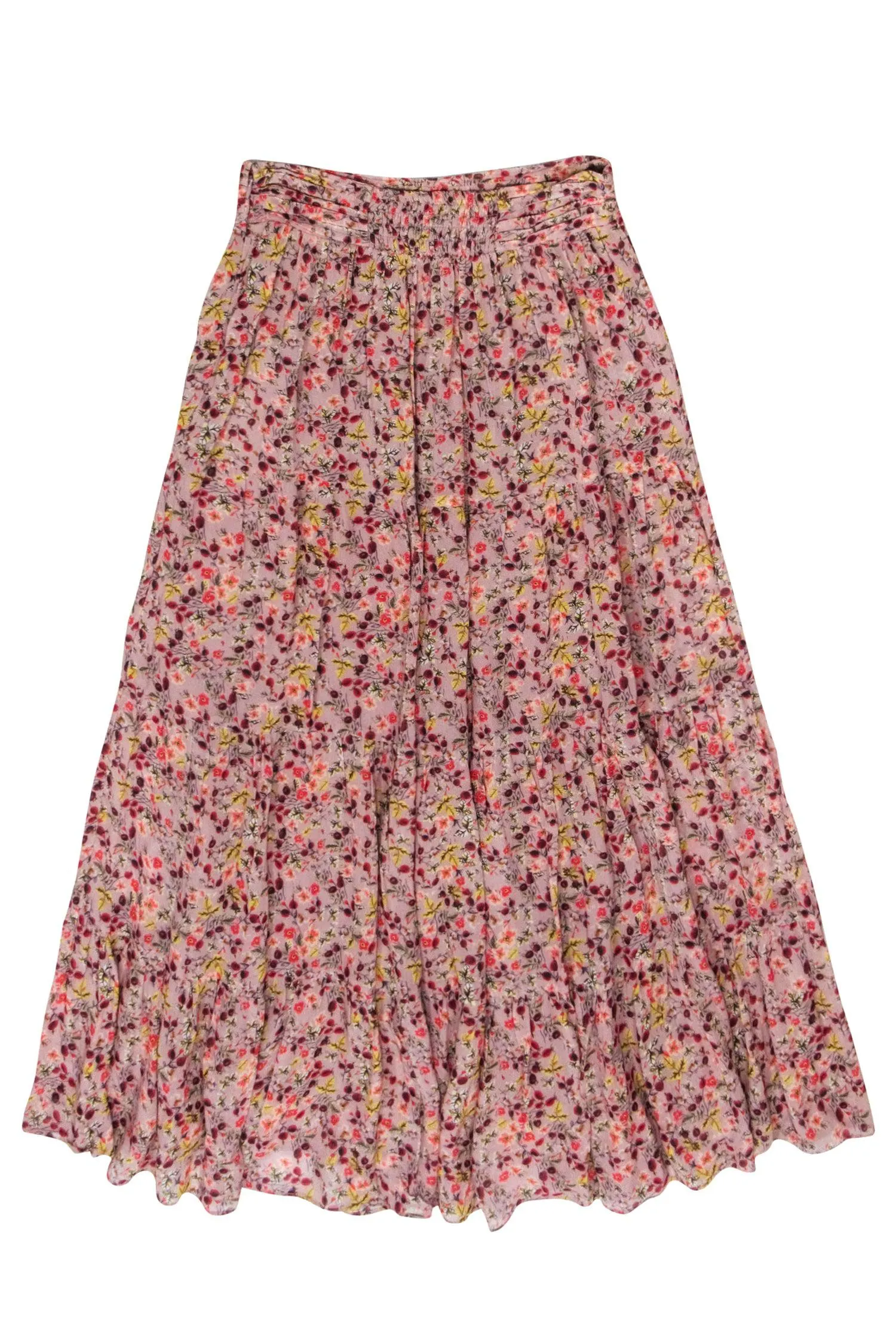 Ba&sh - Blush Pink w/Multi Color Flkoral Print Maxi Skirt Sz 4