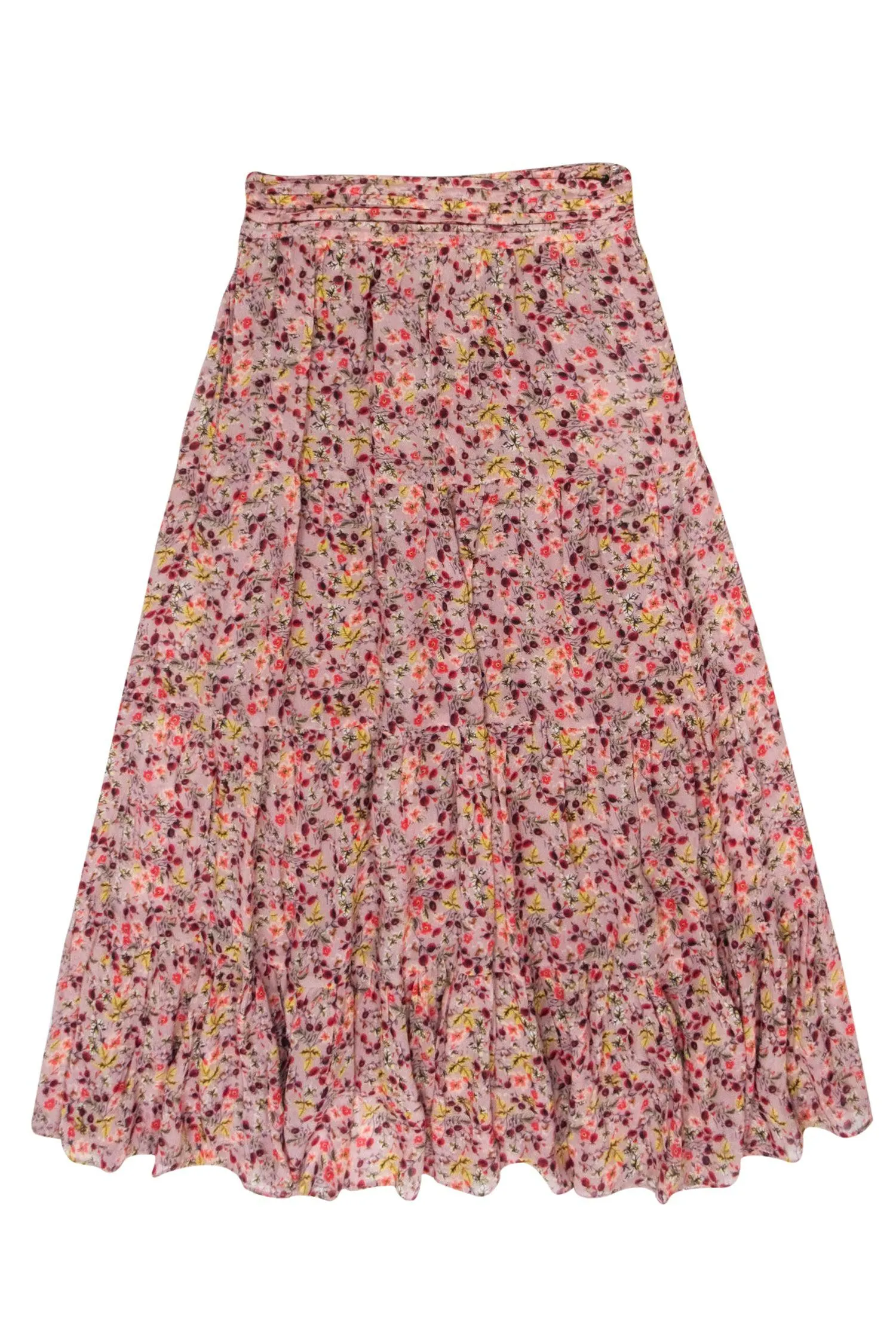 Ba&sh - Blush Pink w/Multi Color Flkoral Print Maxi Skirt Sz 4