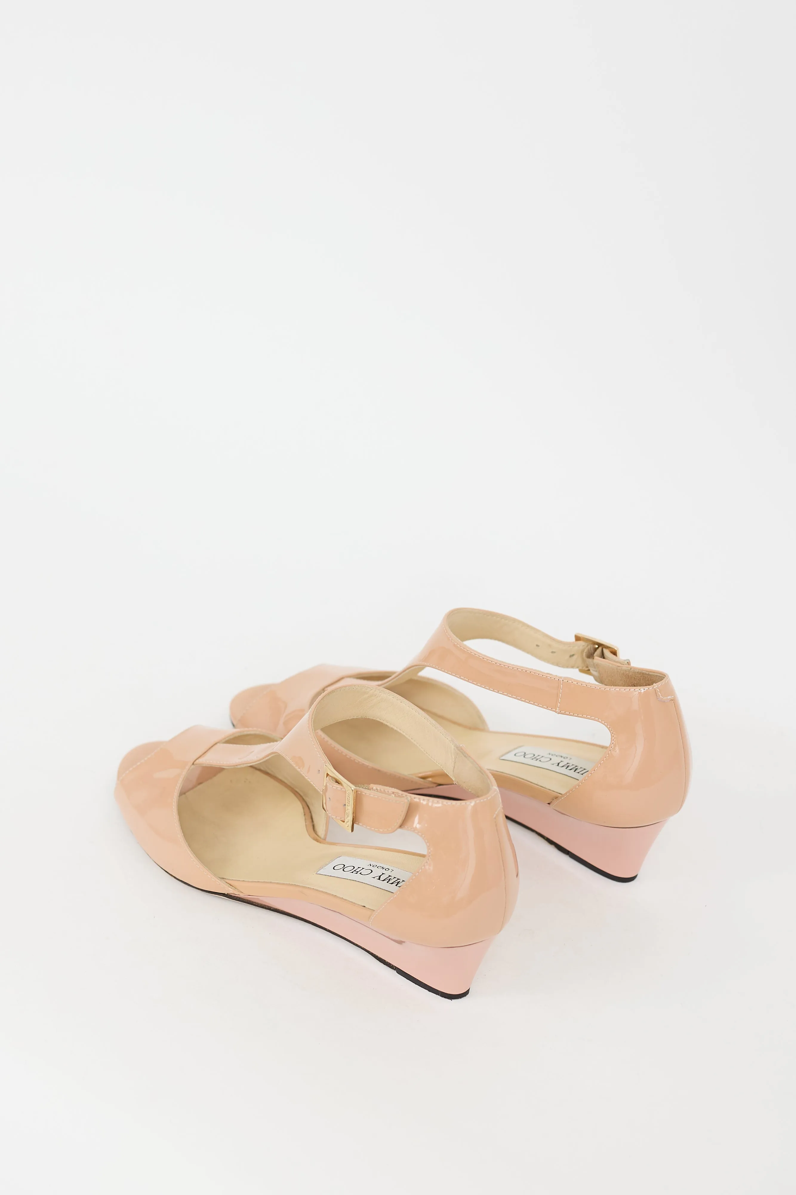 Beige Patent Leather Treat Wedge