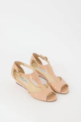 Beige Patent Leather Treat Wedge