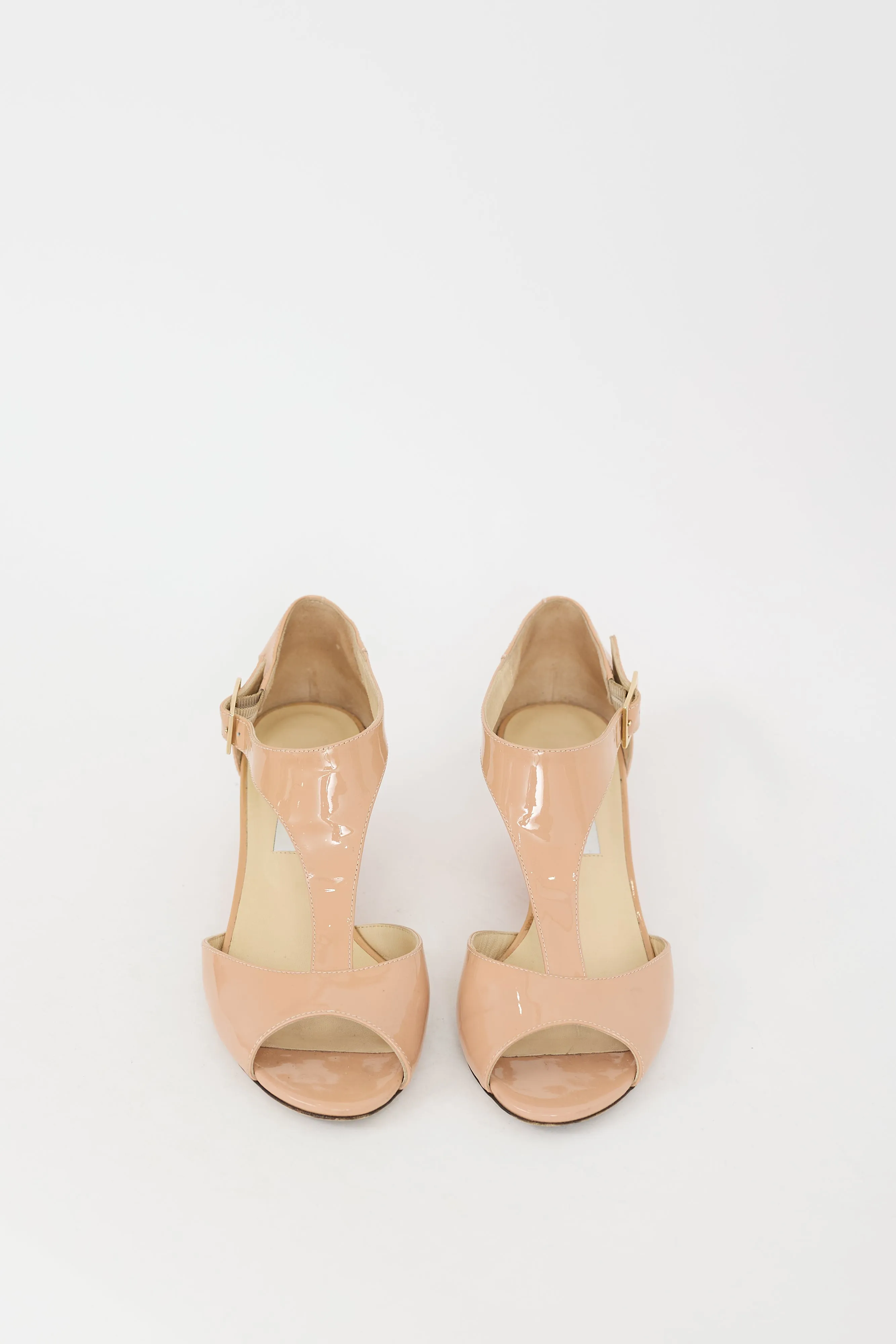 Beige Patent Leather Treat Wedge