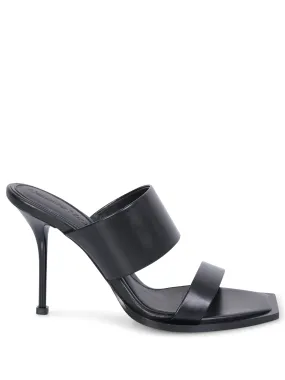 Black heeled mules