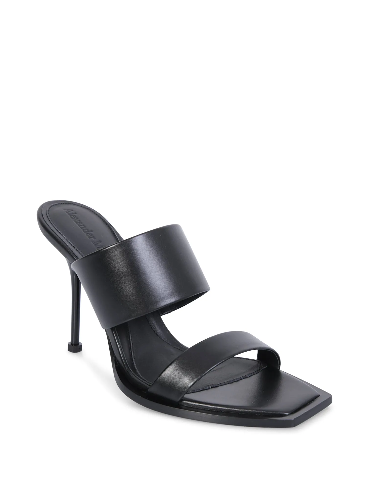 Black heeled mules