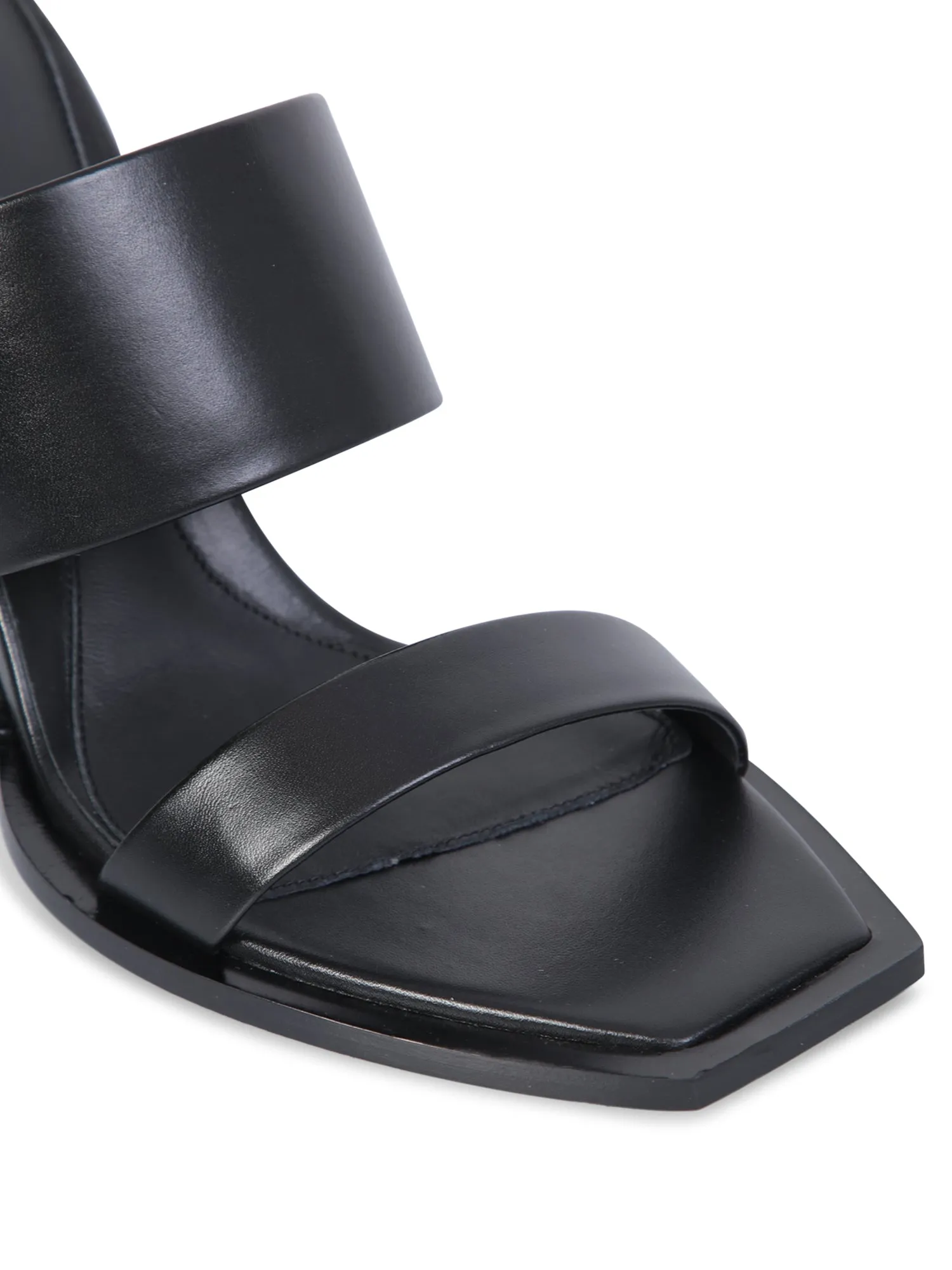 Black heeled mules
