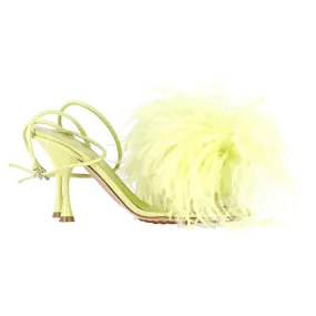 Bottega Veneta Feather-Detailed Dot Sandals in Yellow Lambskin Leather