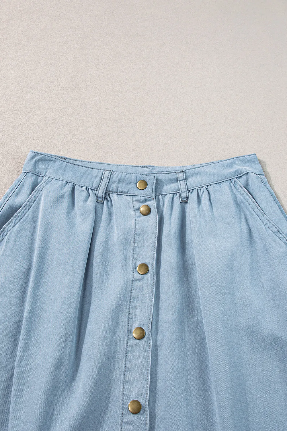 Button Detail Midi Skirt