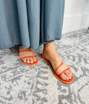 Coral Leather Strap Sandal