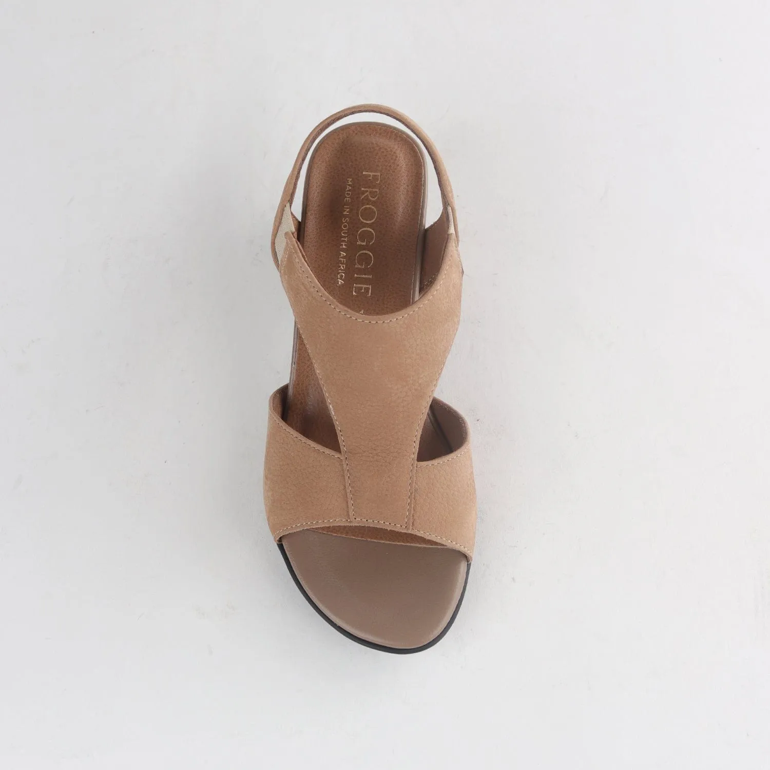 Elasticated Block Heel Sandal in Stone - 12818