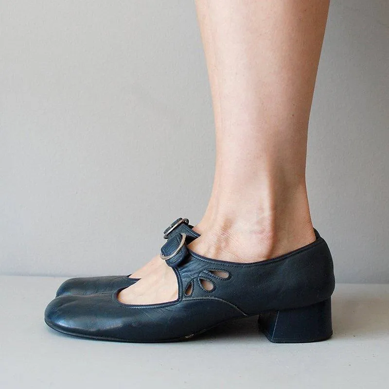 elveswallet Mary Janes Summer Low Heel Vintage Shoes