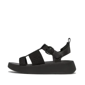 Fitflop F-Mode Leather/Webbing Flatform Fisherman Sandals Black
