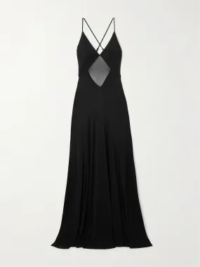 Fleur mesh-trimmed jersey maxi dress