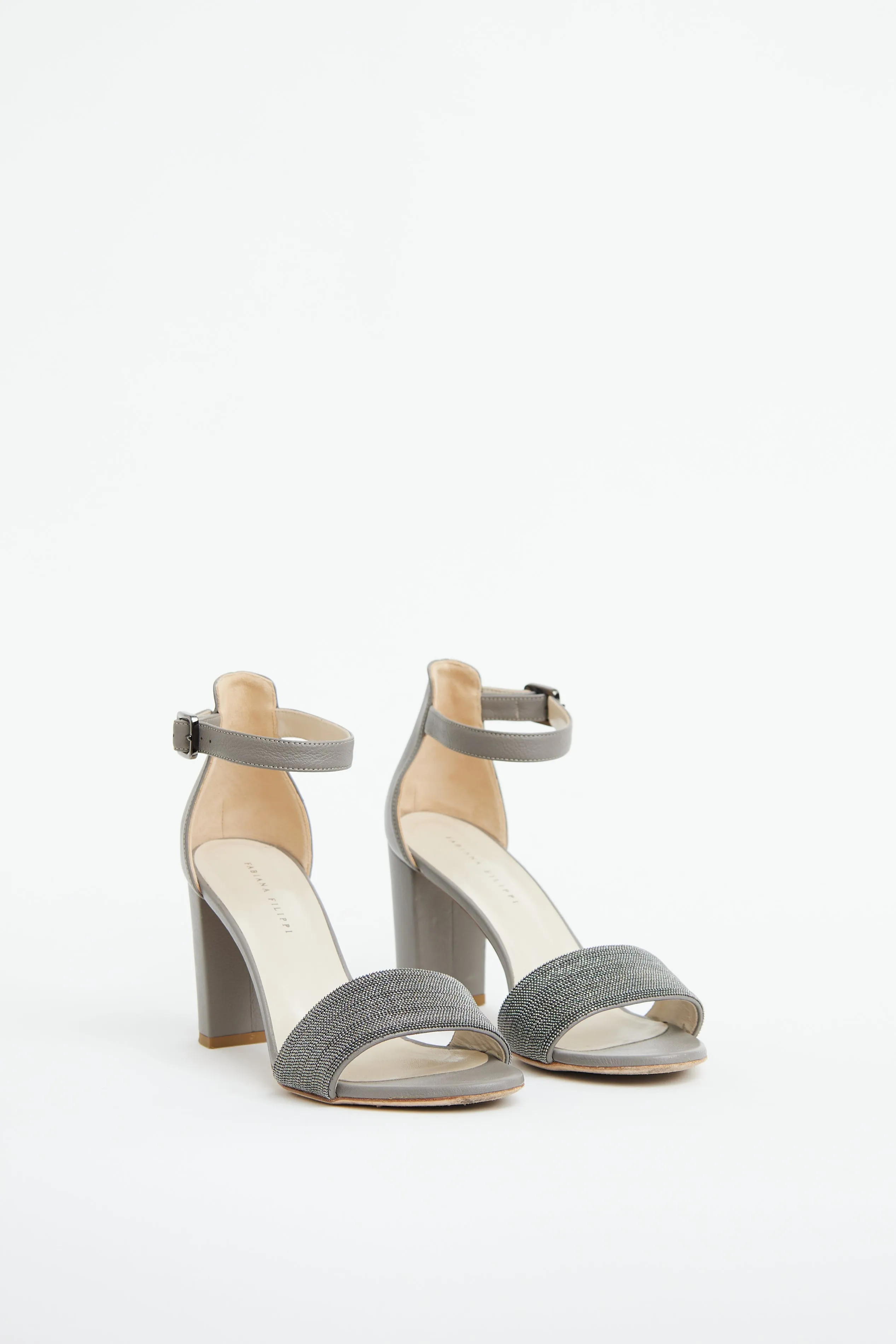 Grey Suede & Silver Embellished Sandal