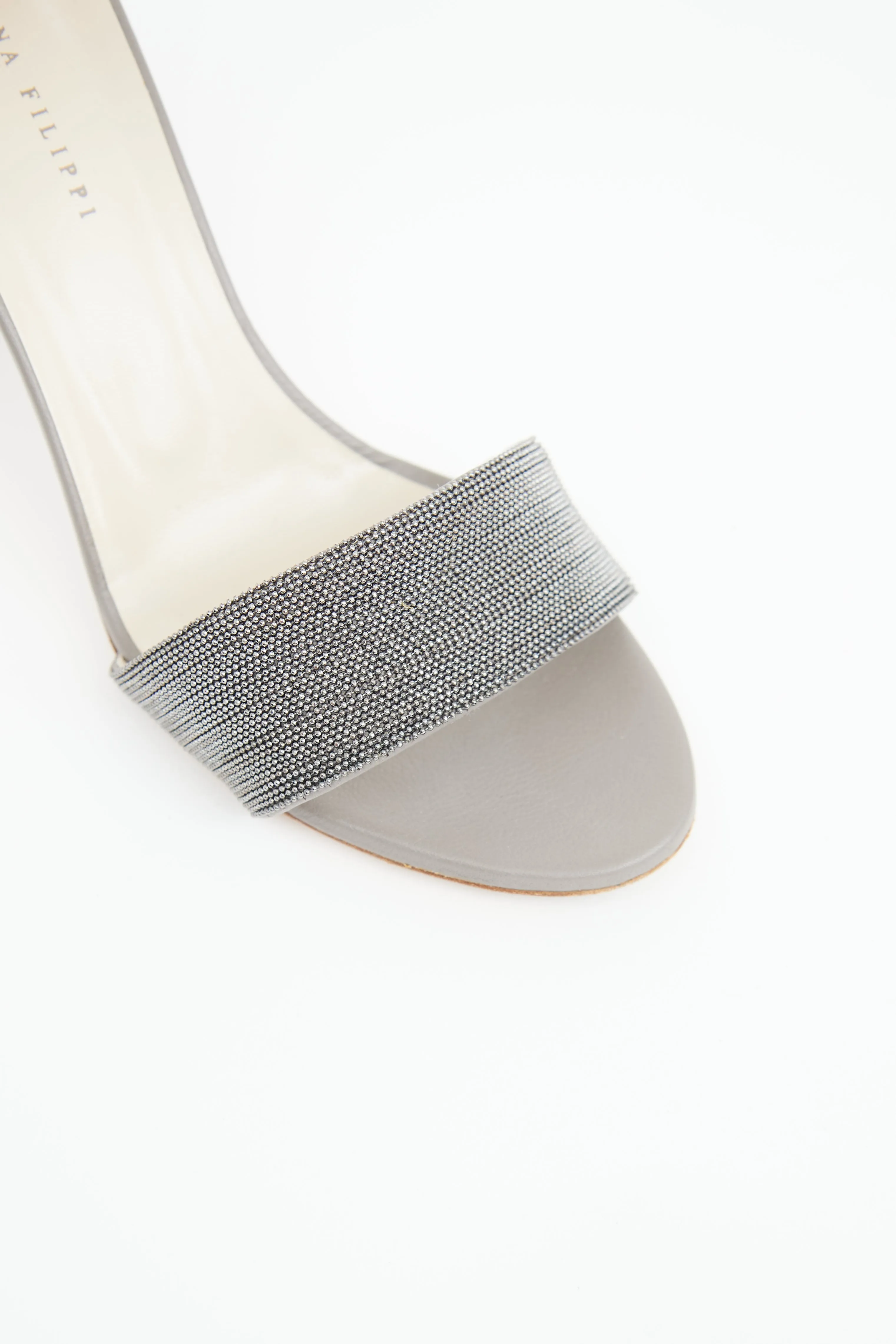 Grey Suede & Silver Embellished Sandal