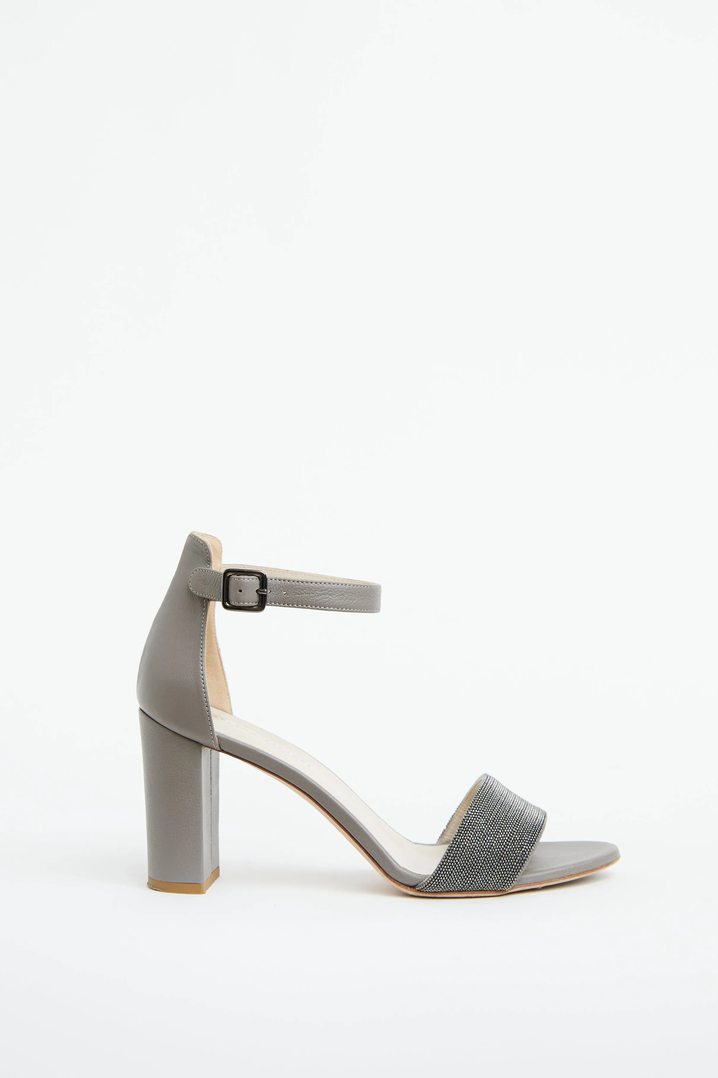 Grey Suede & Silver Embellished Sandal