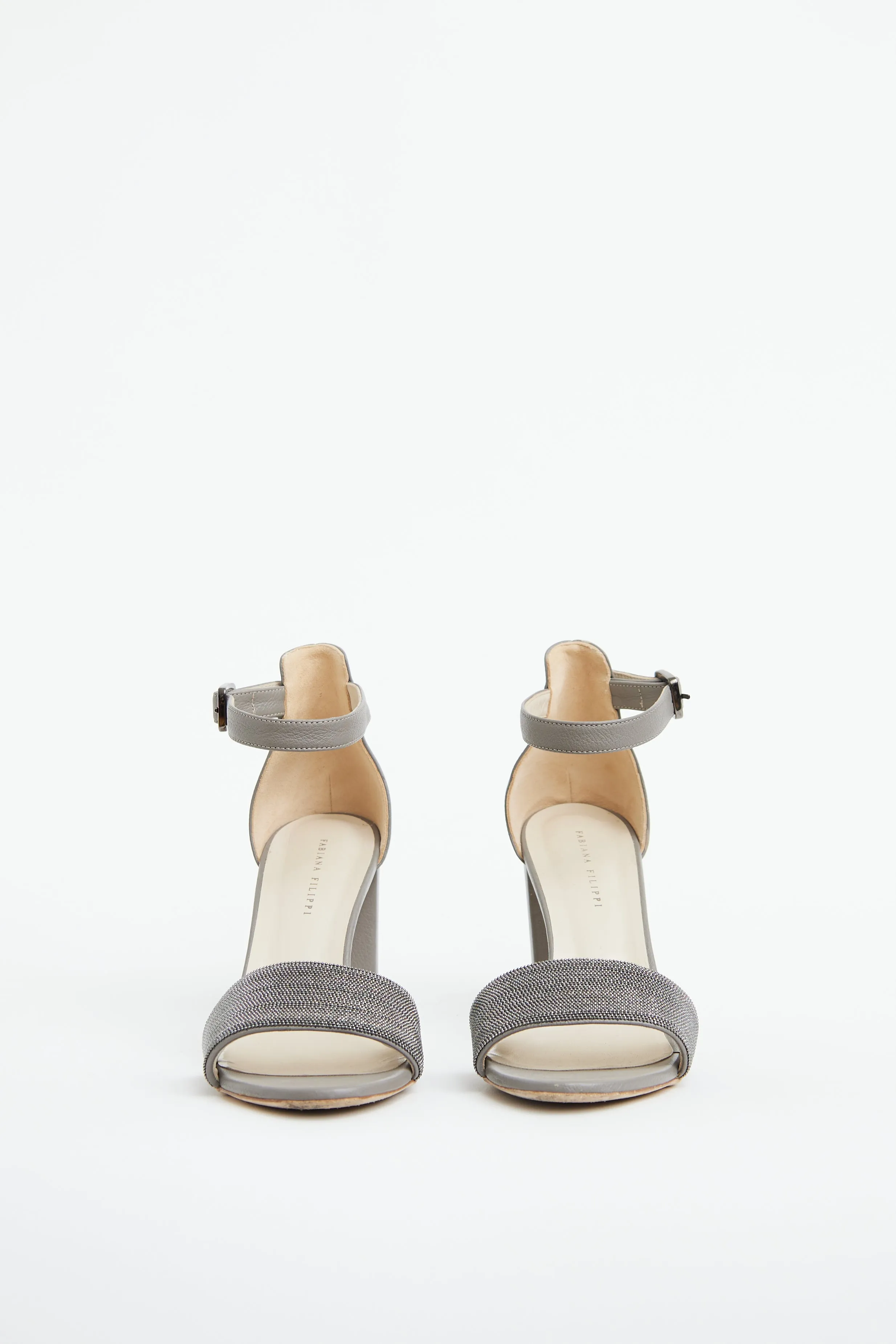Grey Suede & Silver Embellished Sandal
