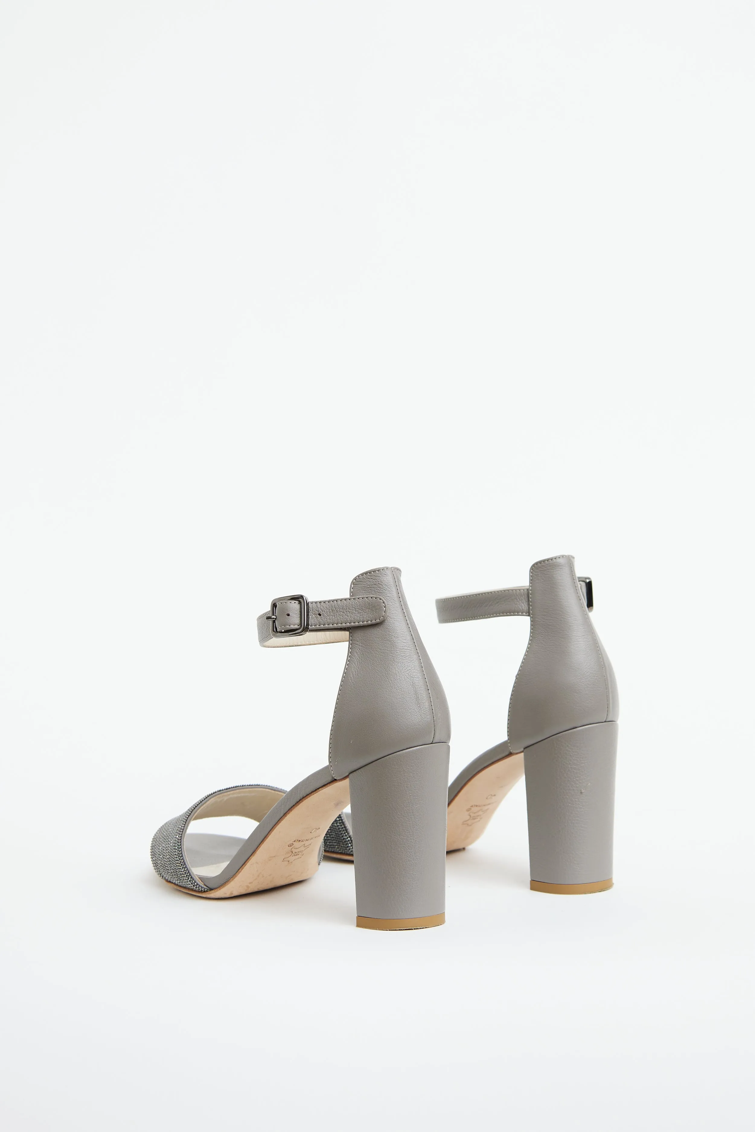 Grey Suede & Silver Embellished Sandal