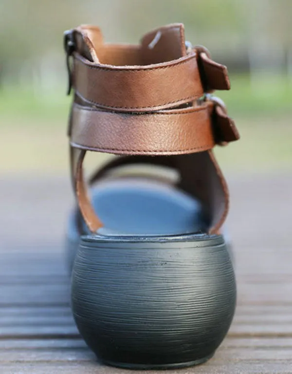 Handmade Women Retro Ankle Strap Sandals