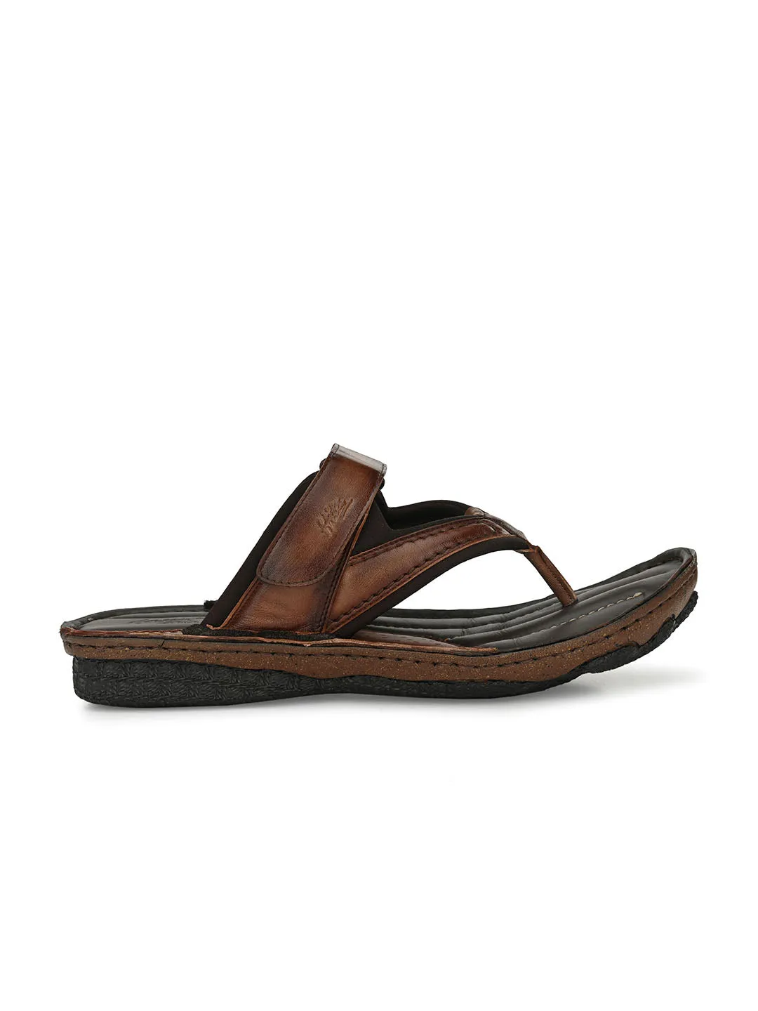 HITZ7325 Men's Brown Leather Daily Wear Open Slipper