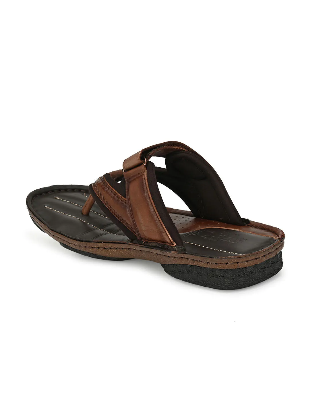 HITZ7325 Men's Brown Leather Daily Wear Open Slipper