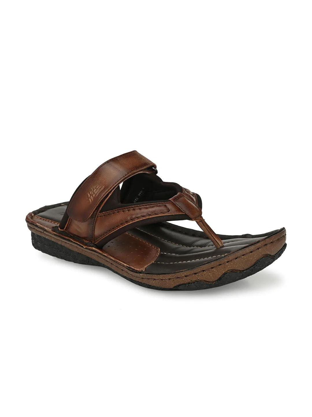 HITZ7325 Men's Brown Leather Daily Wear Open Slipper