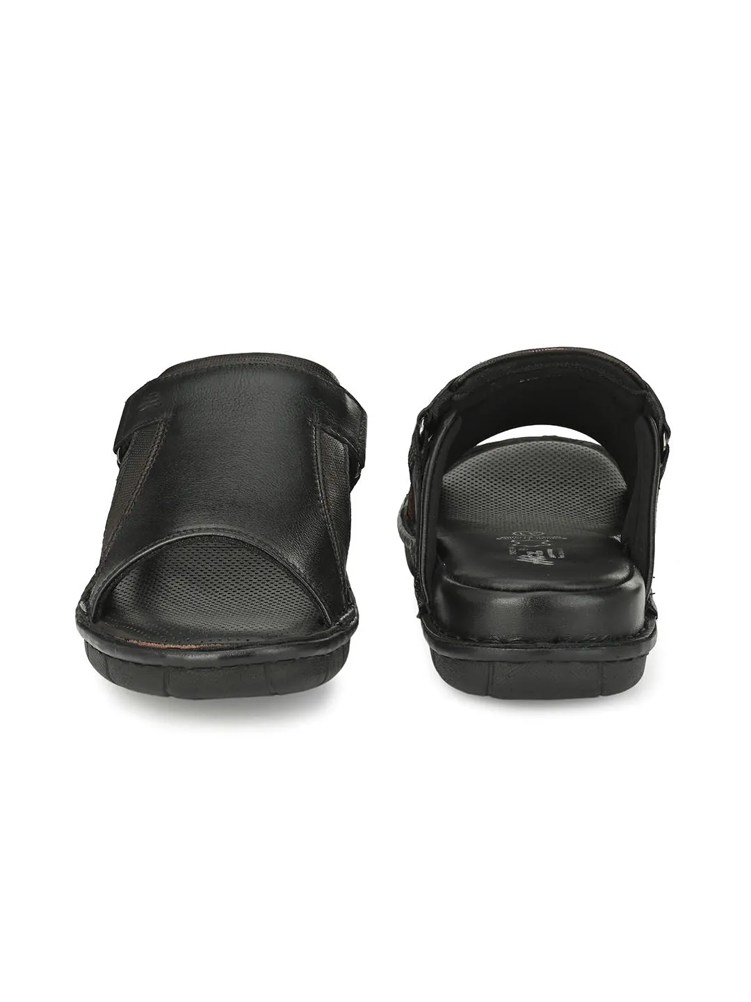 HITZ9241 Men's Black Leather Daily Wear Open Slipper