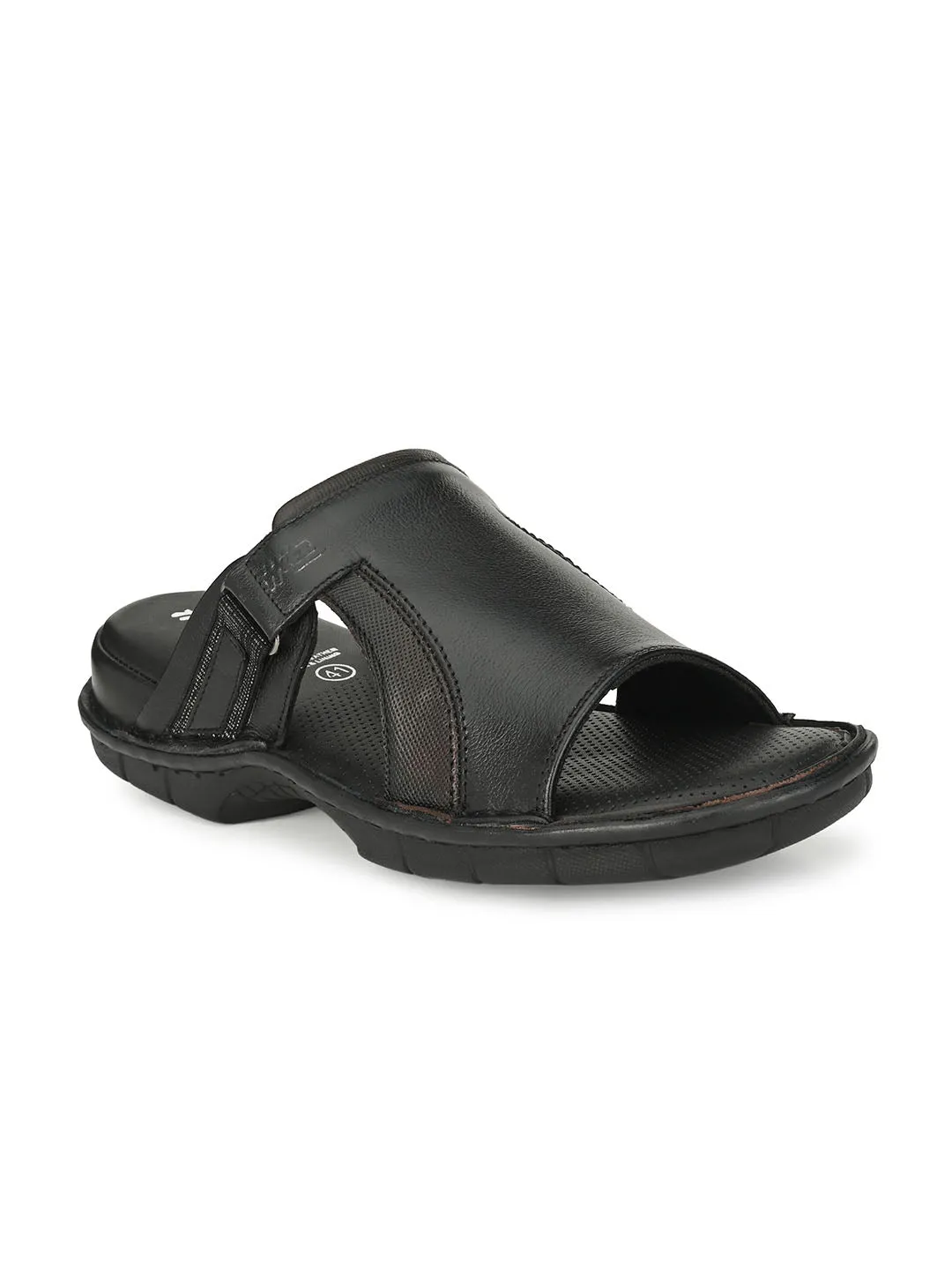 HITZ9241 Men's Black Leather Daily Wear Open Slipper