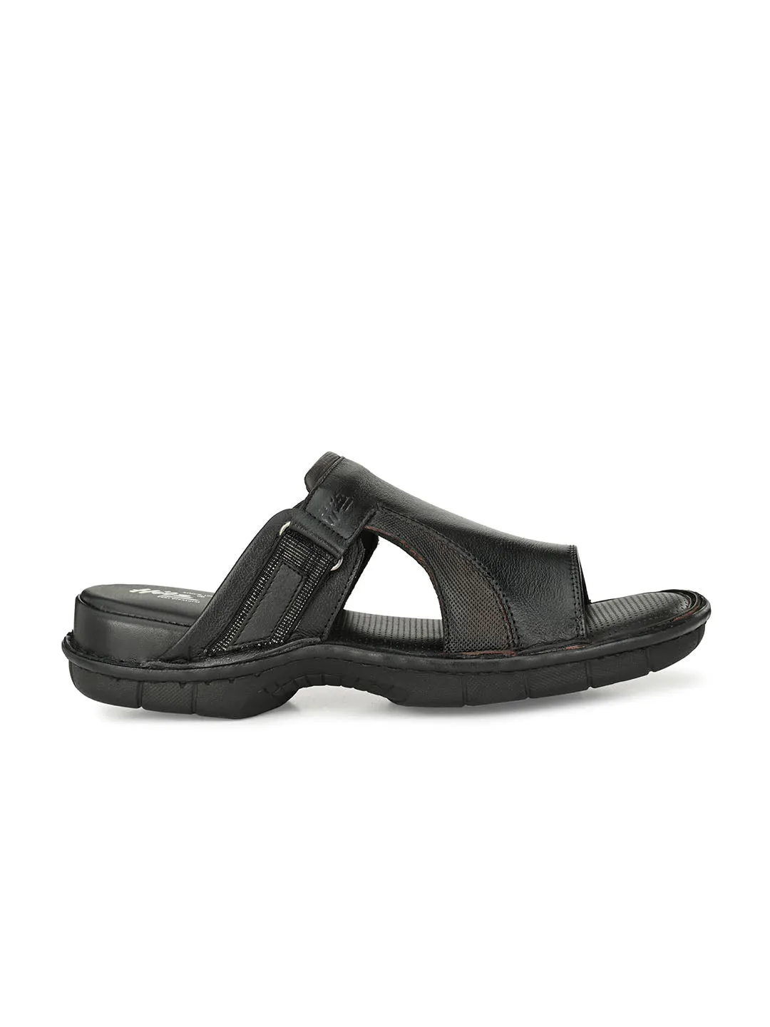 HITZ9241 Men's Black Leather Daily Wear Open Slipper