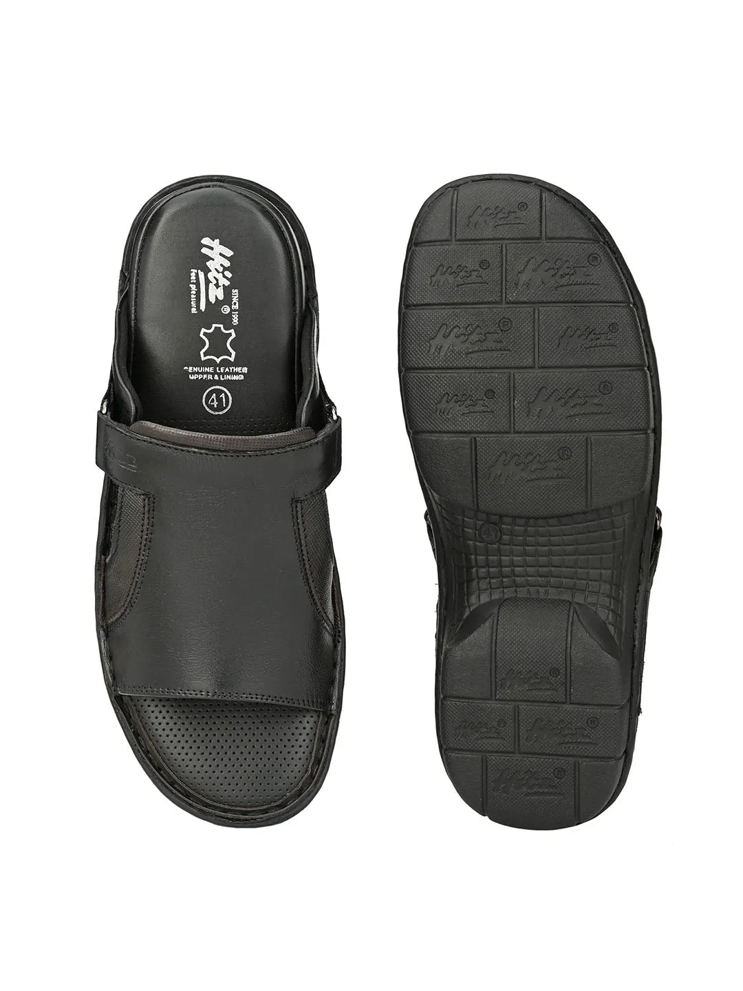 HITZ9241 Men's Black Leather Daily Wear Open Slipper