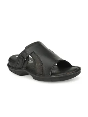 HITZ9241 Men's Black Leather Daily Wear Open Slipper