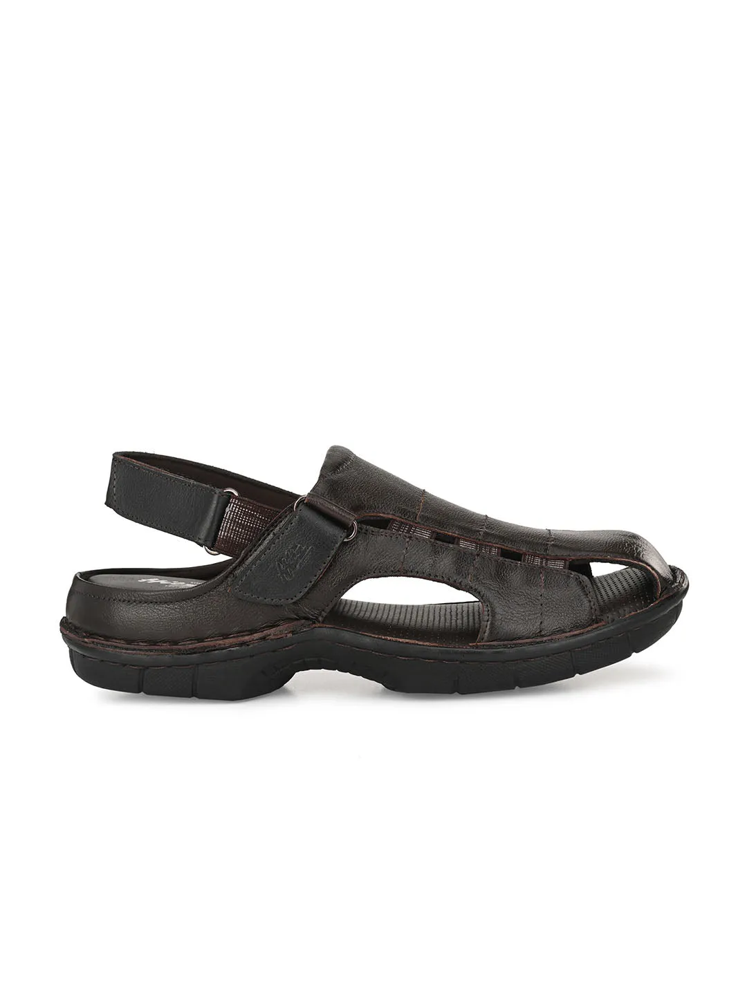 HITZ9245 Men's Brown Leather Daily Wear Velcro Sandals
