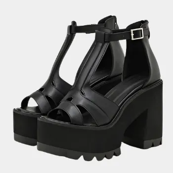 Joskaa 2024 New Black Chunky Platform Sandals