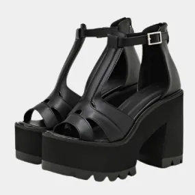 Joskaa 2024 New Black Chunky Platform Sandals