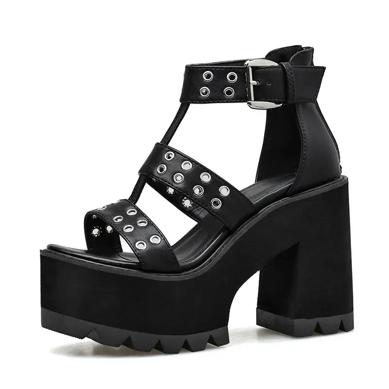 Joskaa 2024 New Black Chunky Platform Sandals