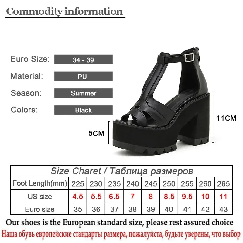 Joskaa 2024 New Black Chunky Platform Sandals