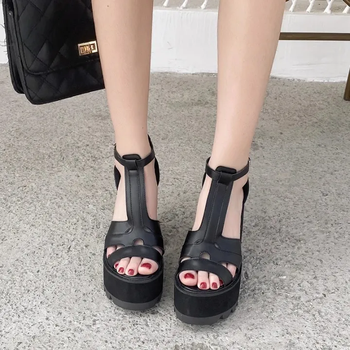Joskaa 2024 New Black Chunky Platform Sandals