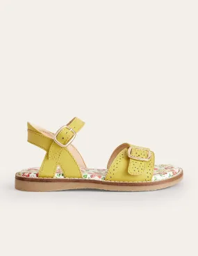 Leather Buckle Sandals-Yellow