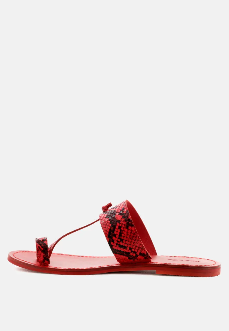 LEONA Snake Print Thong Flat Sandals
