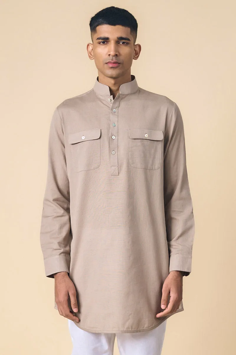 Medium Grey Kurta With Patch Pocket Detailing