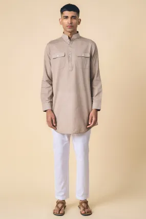Medium Grey Kurta With Patch Pocket Detailing