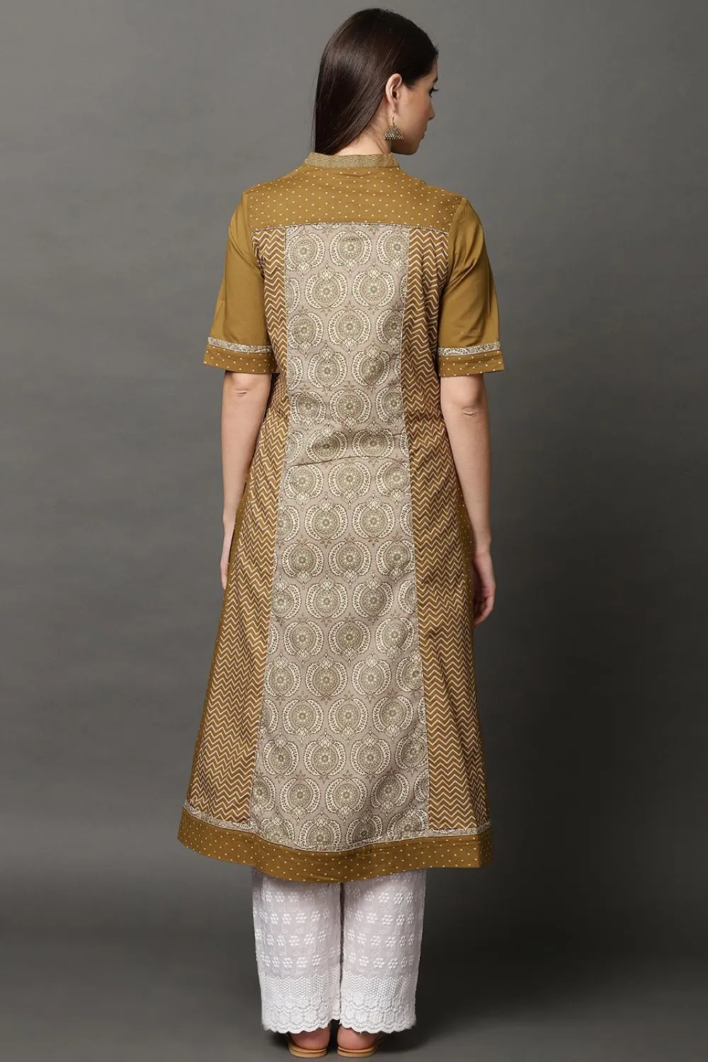 Mehndi Green Long Printed Kurta