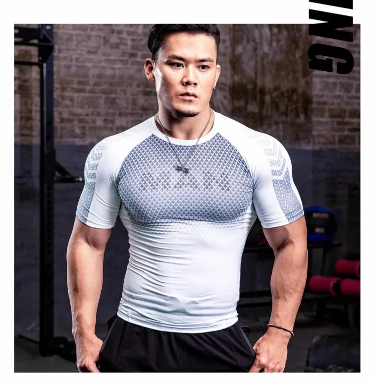 Men Tight Bodybuilding Sport T-shirt Quick Dry Running