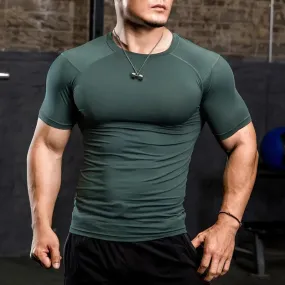 Men Tight Bodybuilding Sport T-shirt Quick Dry Running