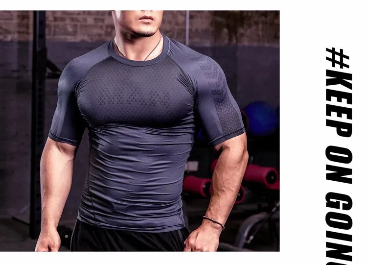 Men Tight Bodybuilding Sport T-shirt Quick Dry Running