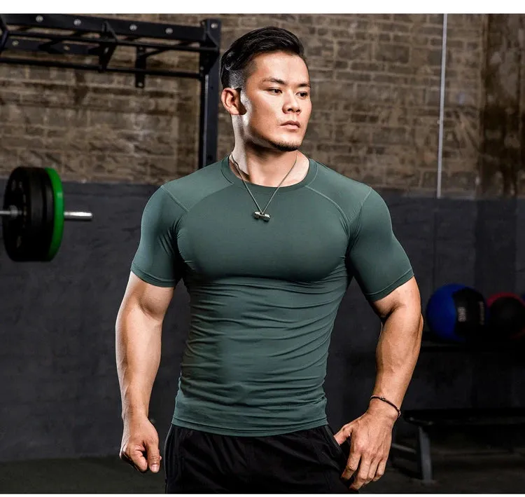 Men Tight Bodybuilding Sport T-shirt Quick Dry Running