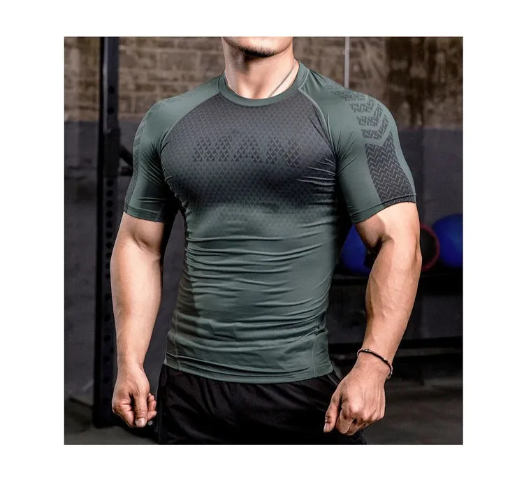 Men Tight Bodybuilding Sport T-shirt Quick Dry Running