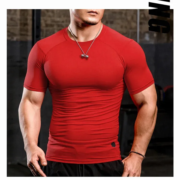 Men Tight Bodybuilding Sport T-shirt Quick Dry Running