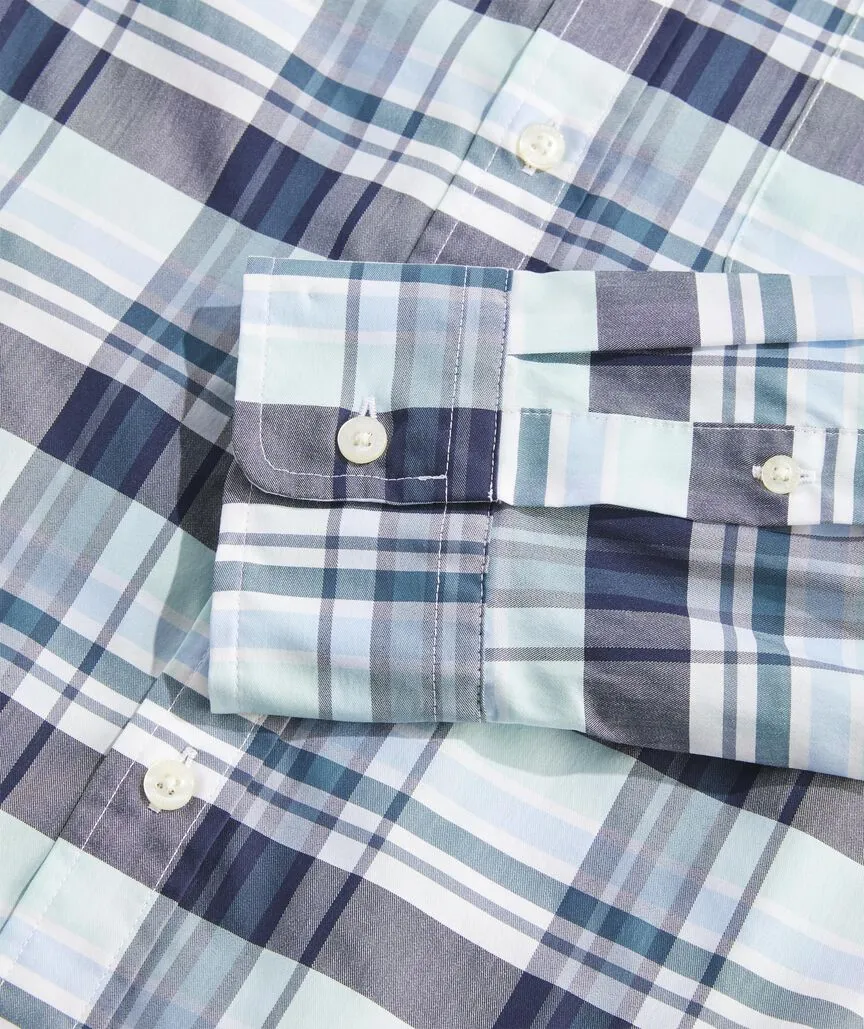 On-The-Go brrr° Plaid Shirt in Blch Aqua Plaid by Vineyard Vines
