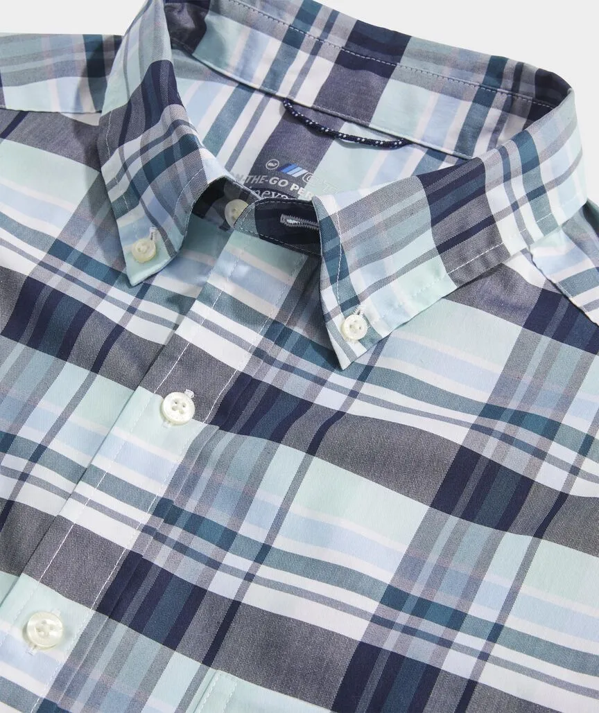 On-The-Go brrr° Plaid Shirt in Blch Aqua Plaid by Vineyard Vines