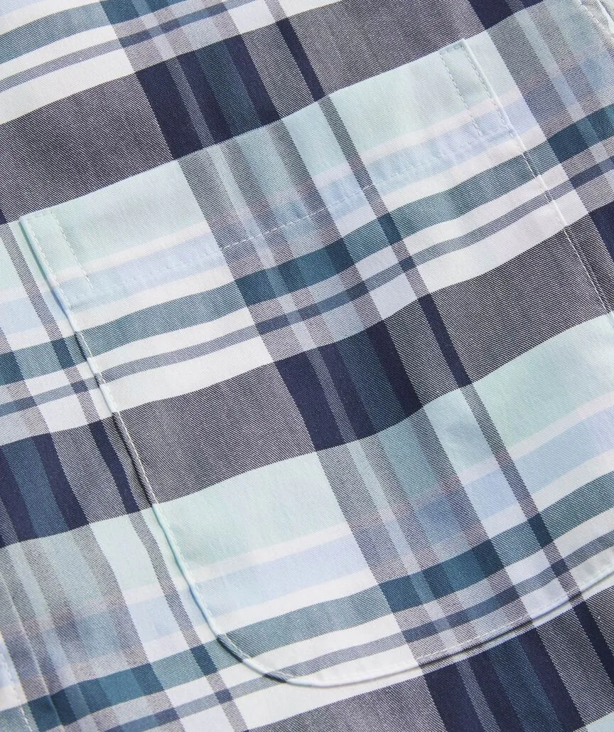 On-The-Go brrr° Plaid Shirt in Blch Aqua Plaid by Vineyard Vines